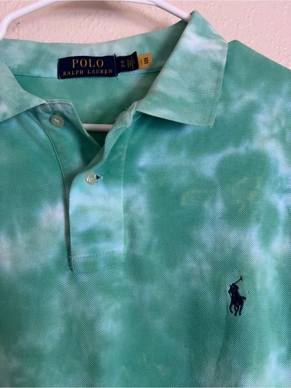 Polo by Ralph Lauren Green Tie-Dye Polo Shirt with Navy Pony